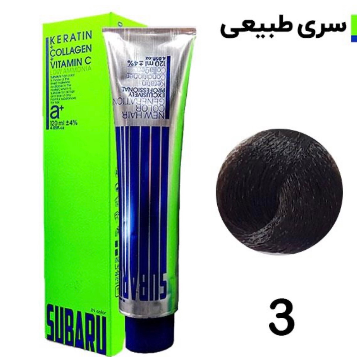 رنگ مو سوبارو شماره 3 حجم 120 میلی لیتر رنگ قهوه ای تیره