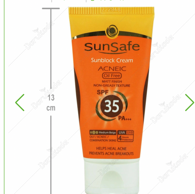کرم ضد آفتاب آنتی آکنه سان سیف رنگی فاقد چربی SPF35